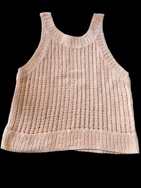 Peach Open-Knit Tank Sweater - Women's Scoop Neck Layering Top